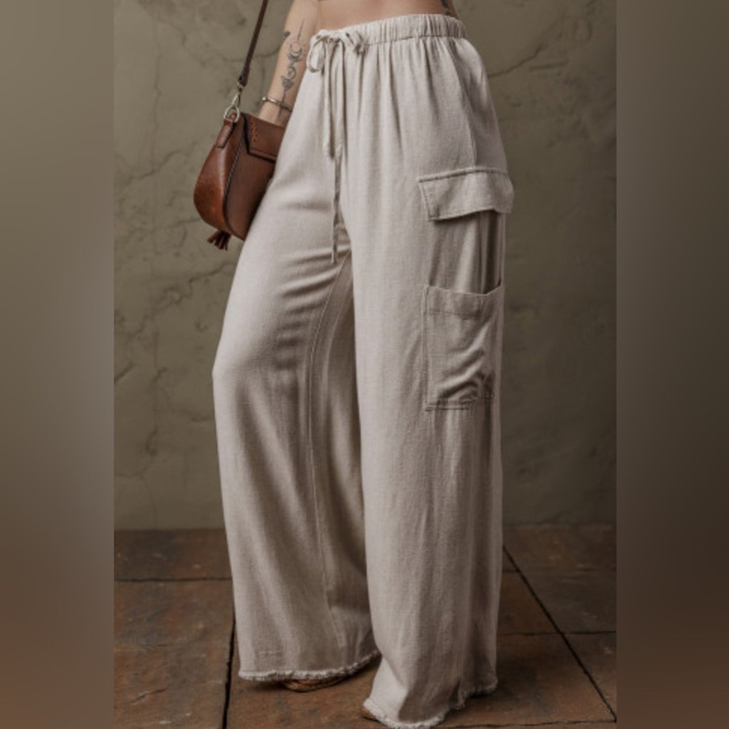 Maeve boho linen drawstring cargo pants
