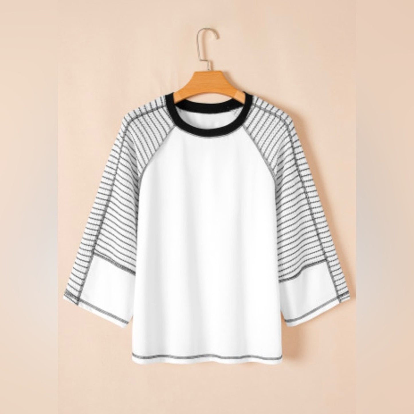 Kara striped bracelet sleeve raglan top