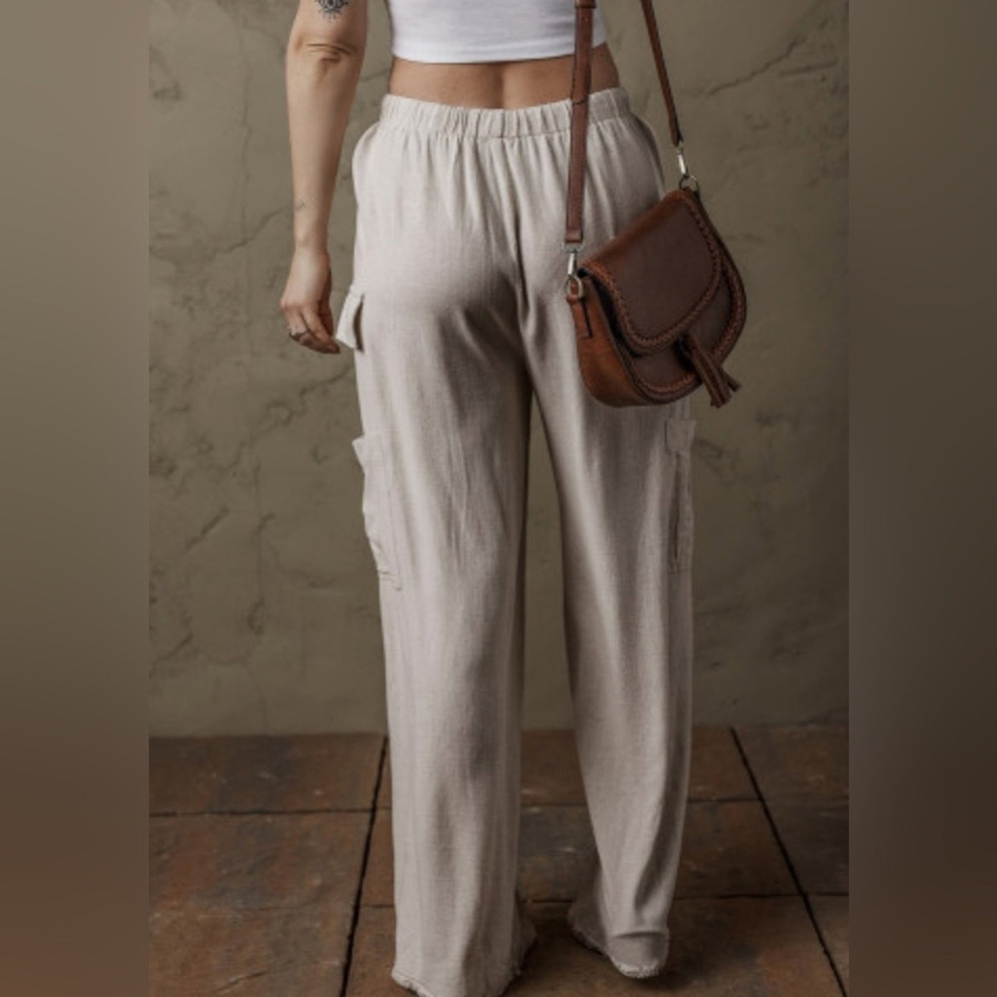 Maeve boho linen drawstring cargo pants