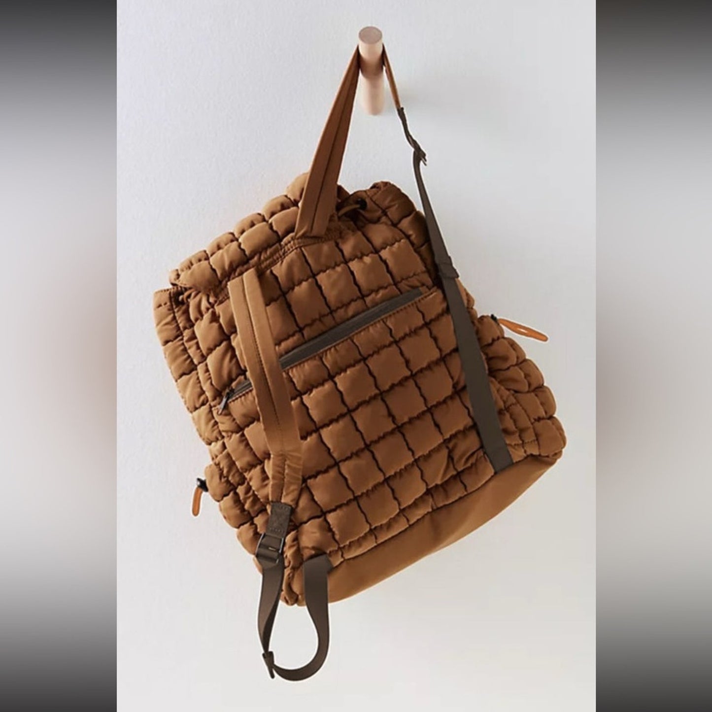 Callie coffee solid flapped quilted puffer bag