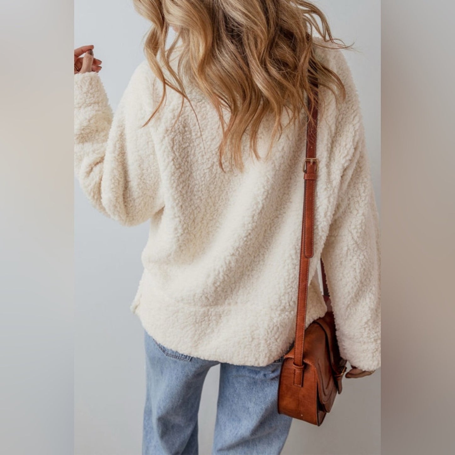 Whitney solid fleece high neck Sherpa Sweater