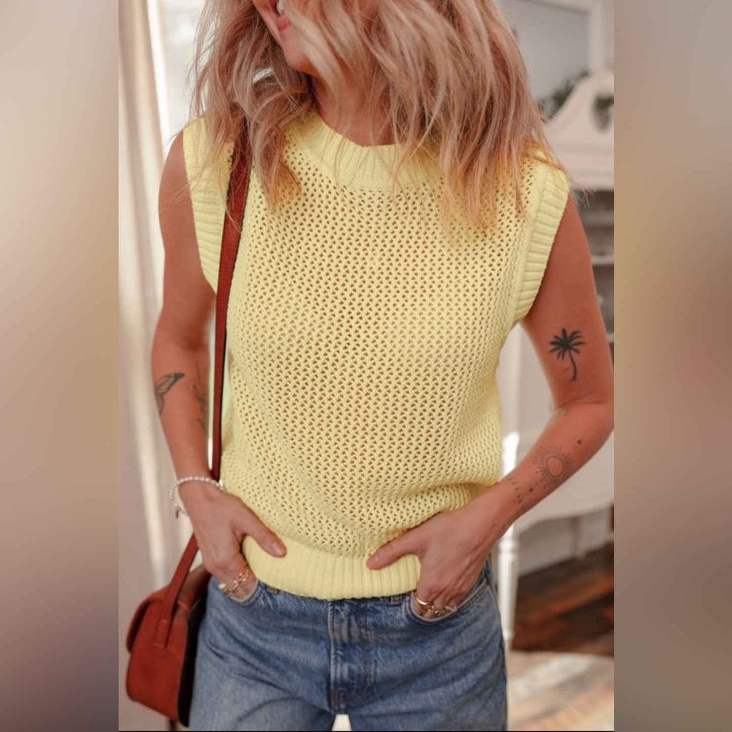 Delilah hollow knit sweater vest