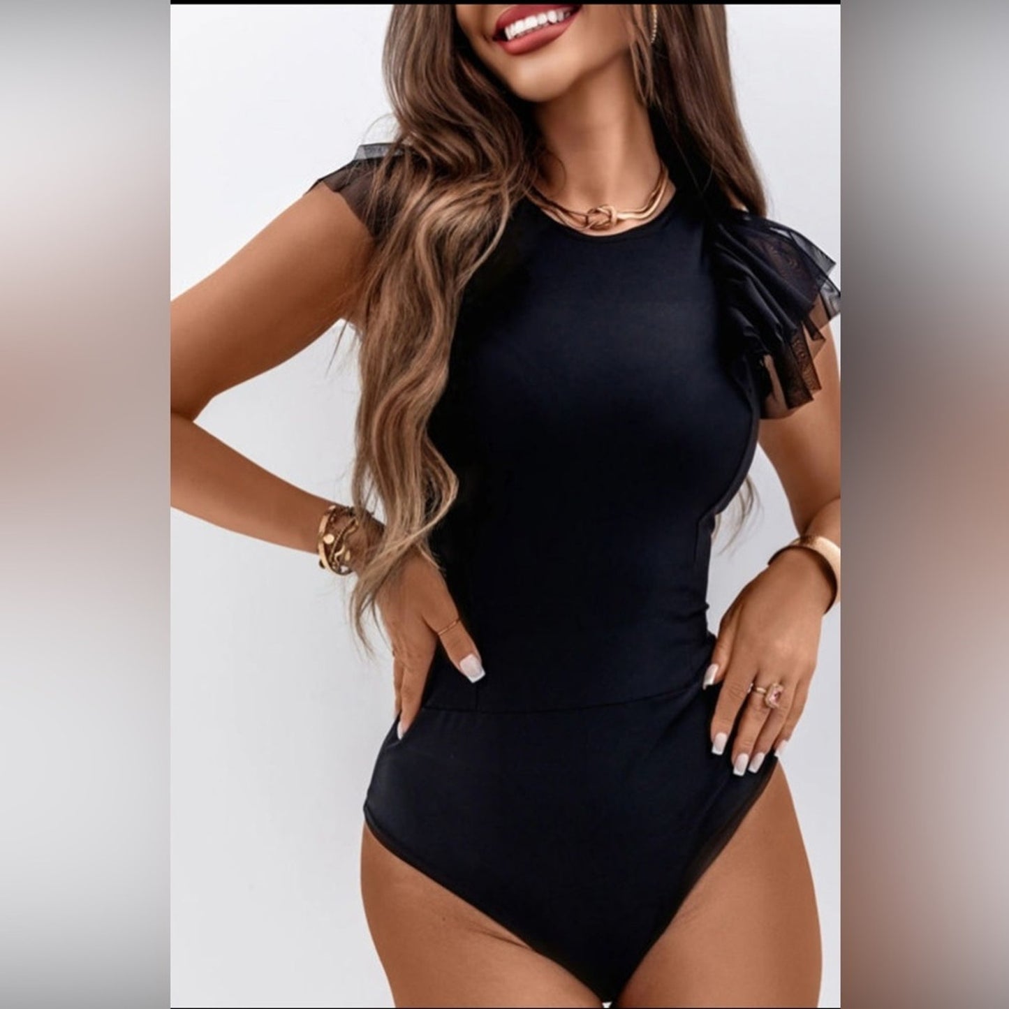 Zoe ruffled sleeve bodysuit