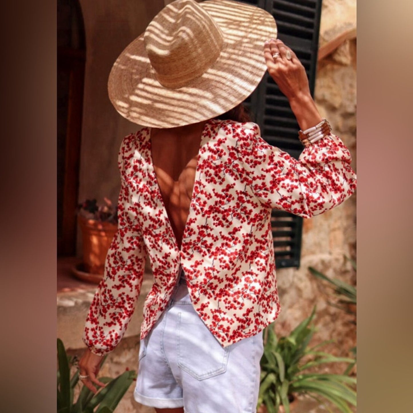 Lyric floral open back blouse