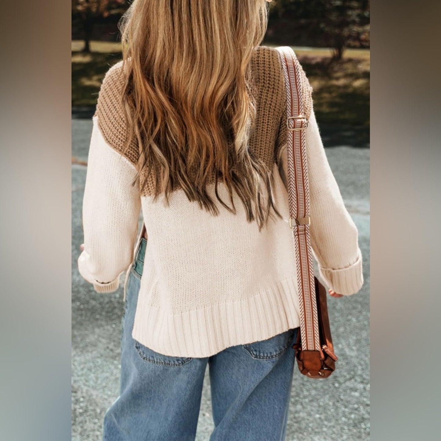Tiffany cable knit colorblock sweater
