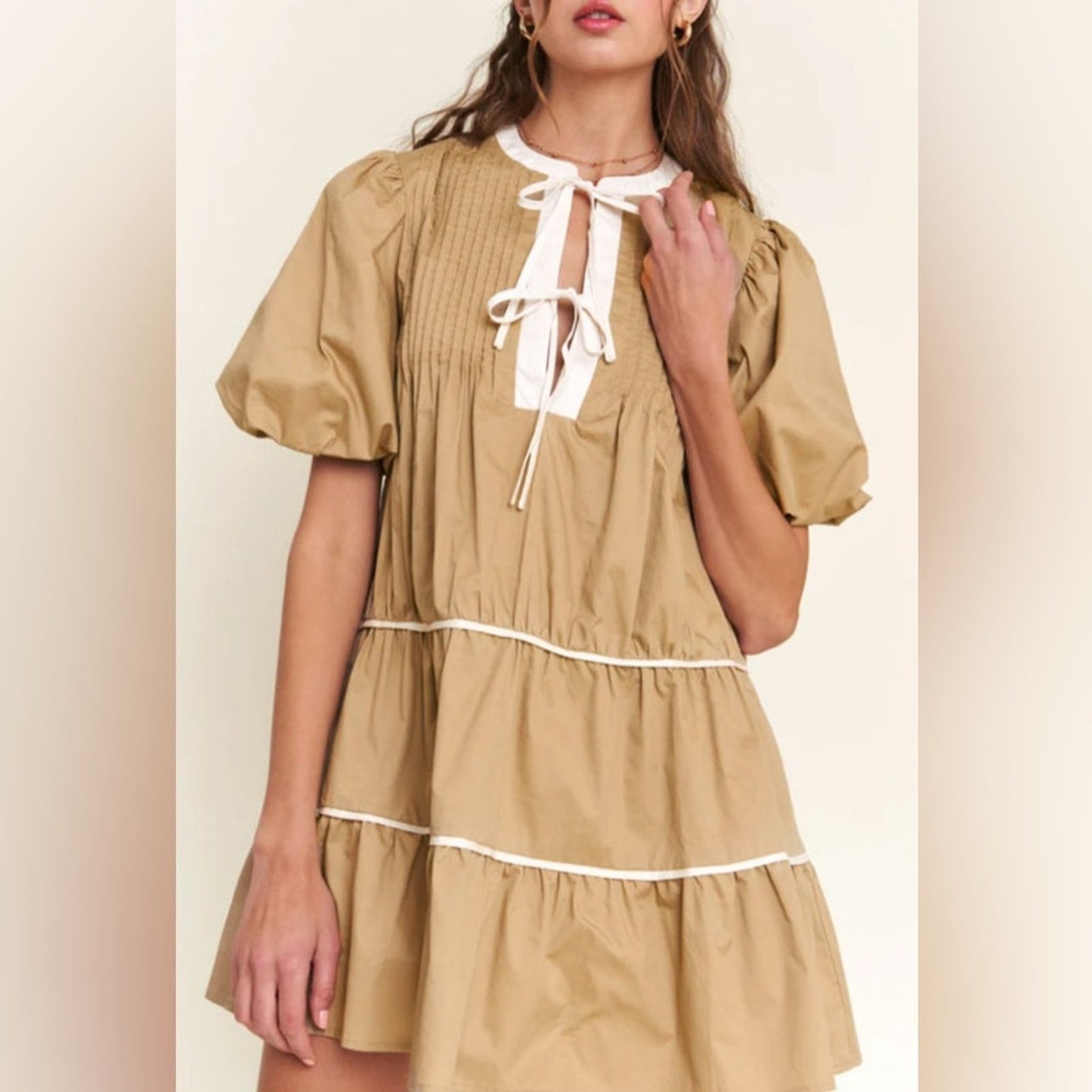 Sydney pintuck puff sleeve dress