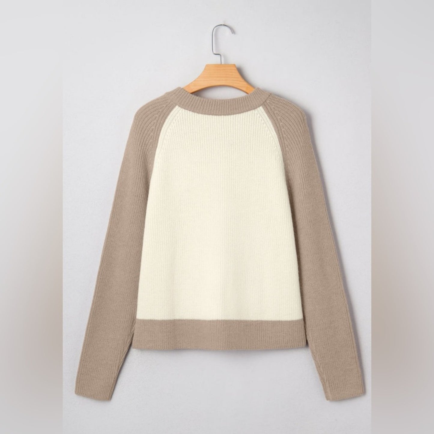 Haven- Cream and Tan Colorblock Cardigan