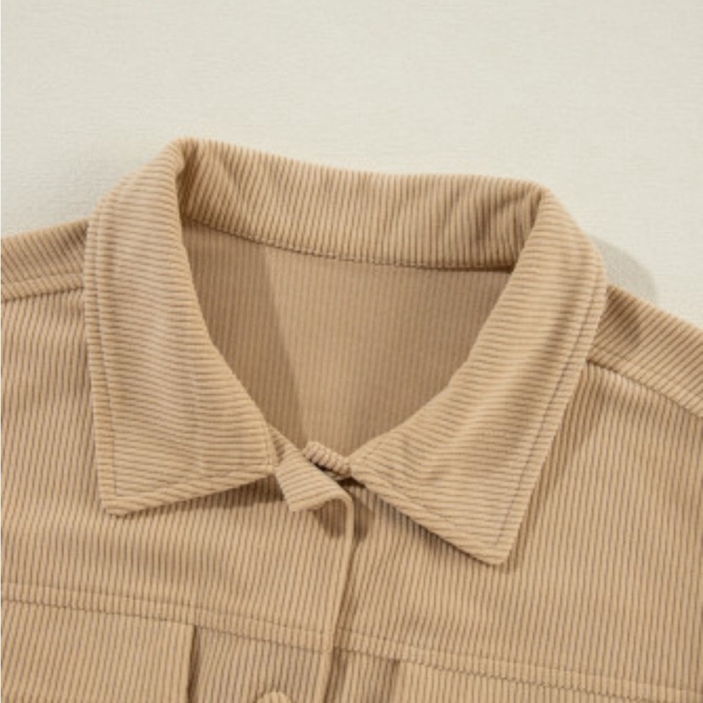 Jolie ruffle pocket button up shacket