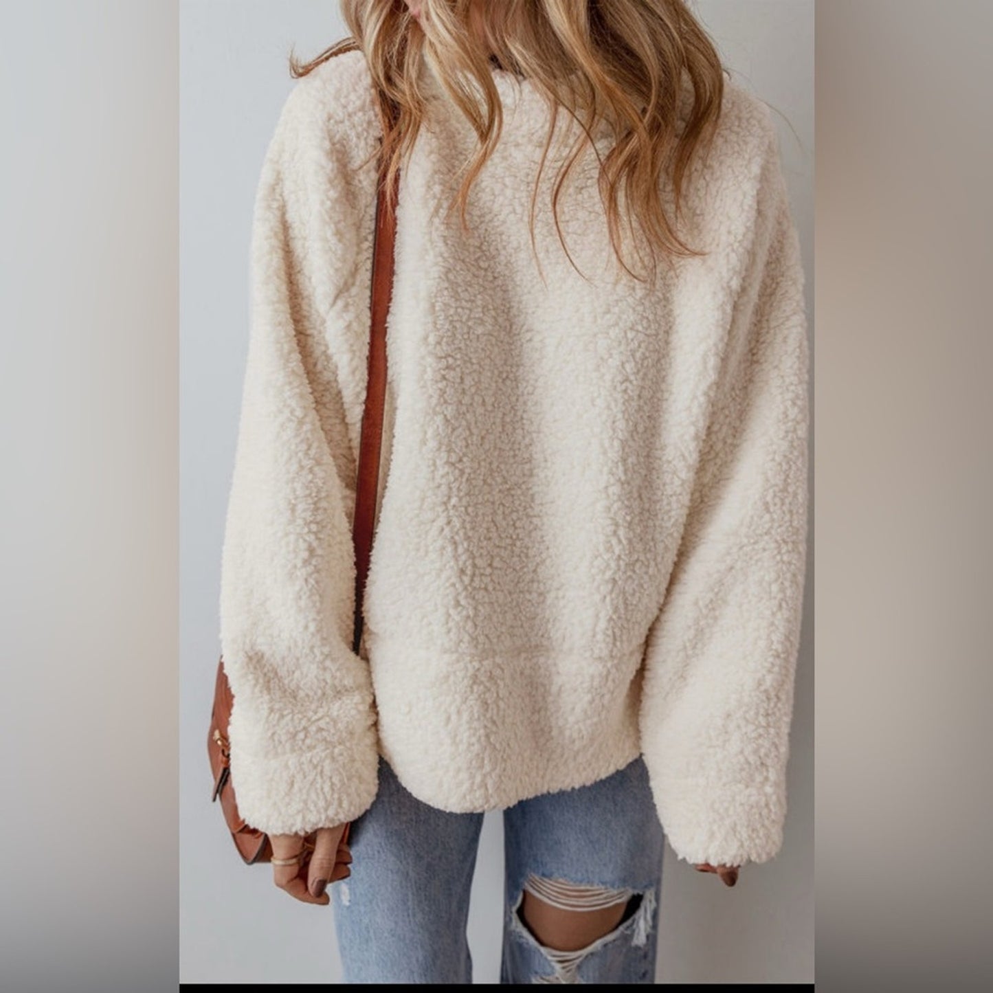Whitney solid fleece high neck Sherpa Sweater