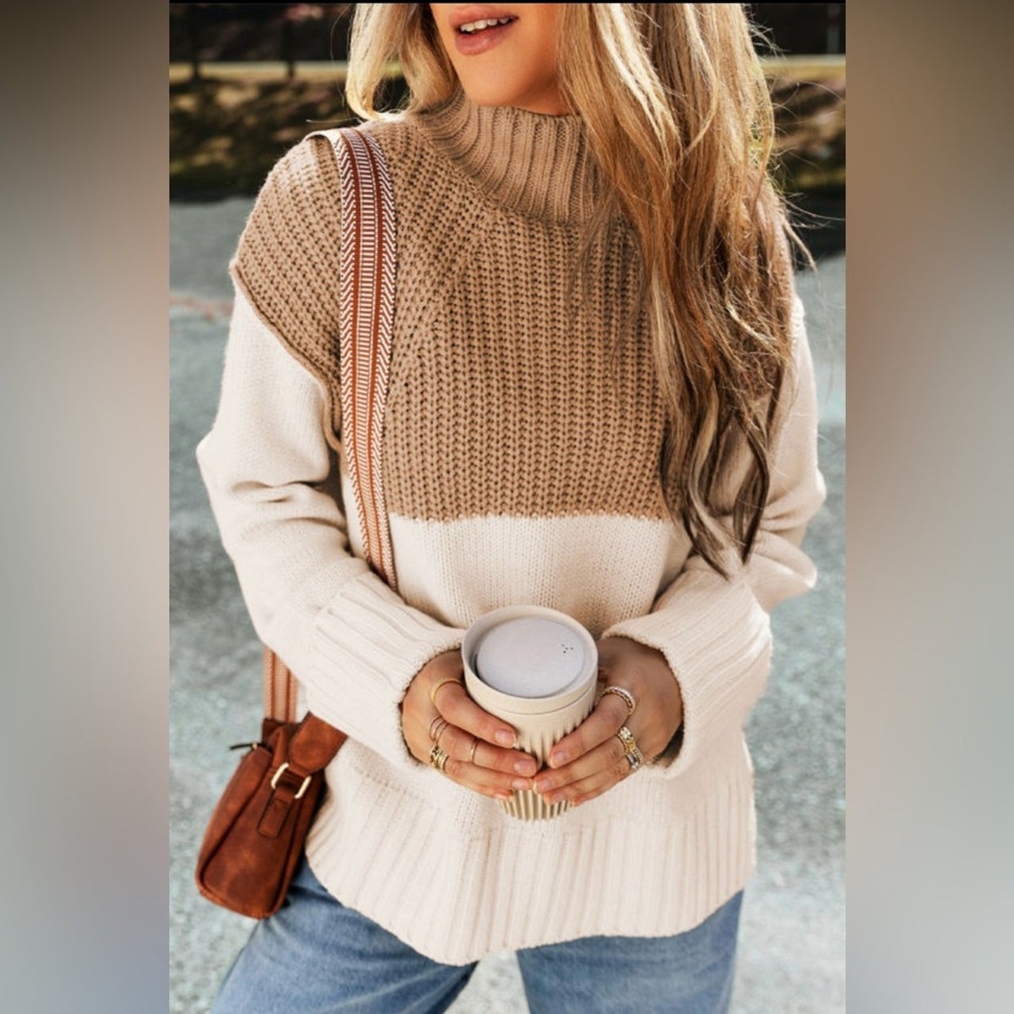 Tiffany cable knit colorblock sweater