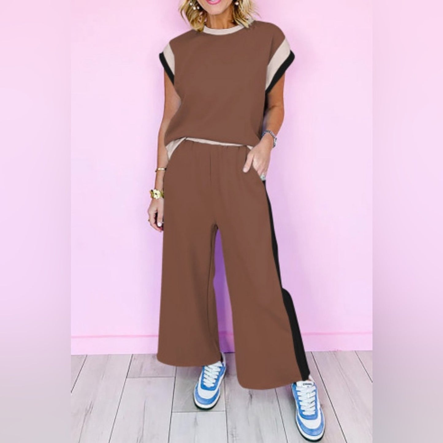 Willow colorblock two piece lounge pant set
