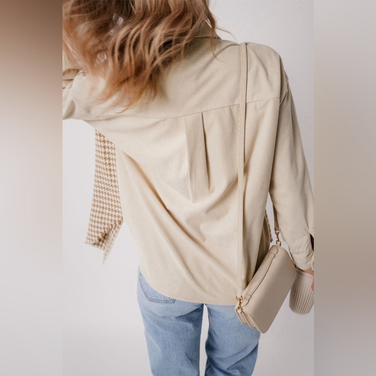 Hazel- corduroy patchwork flap pocket shacket