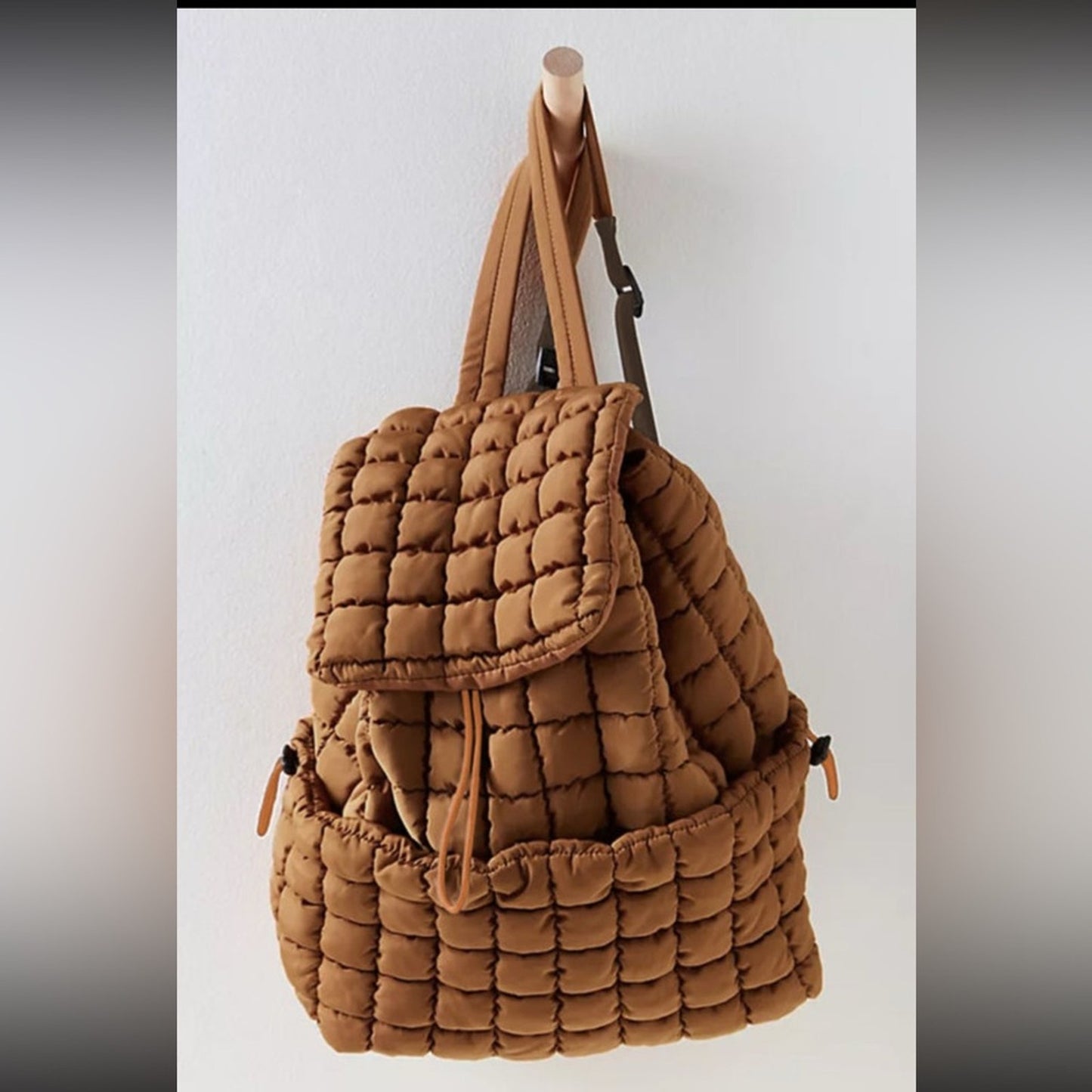Callie coffee solid flapped quilted puffer bag