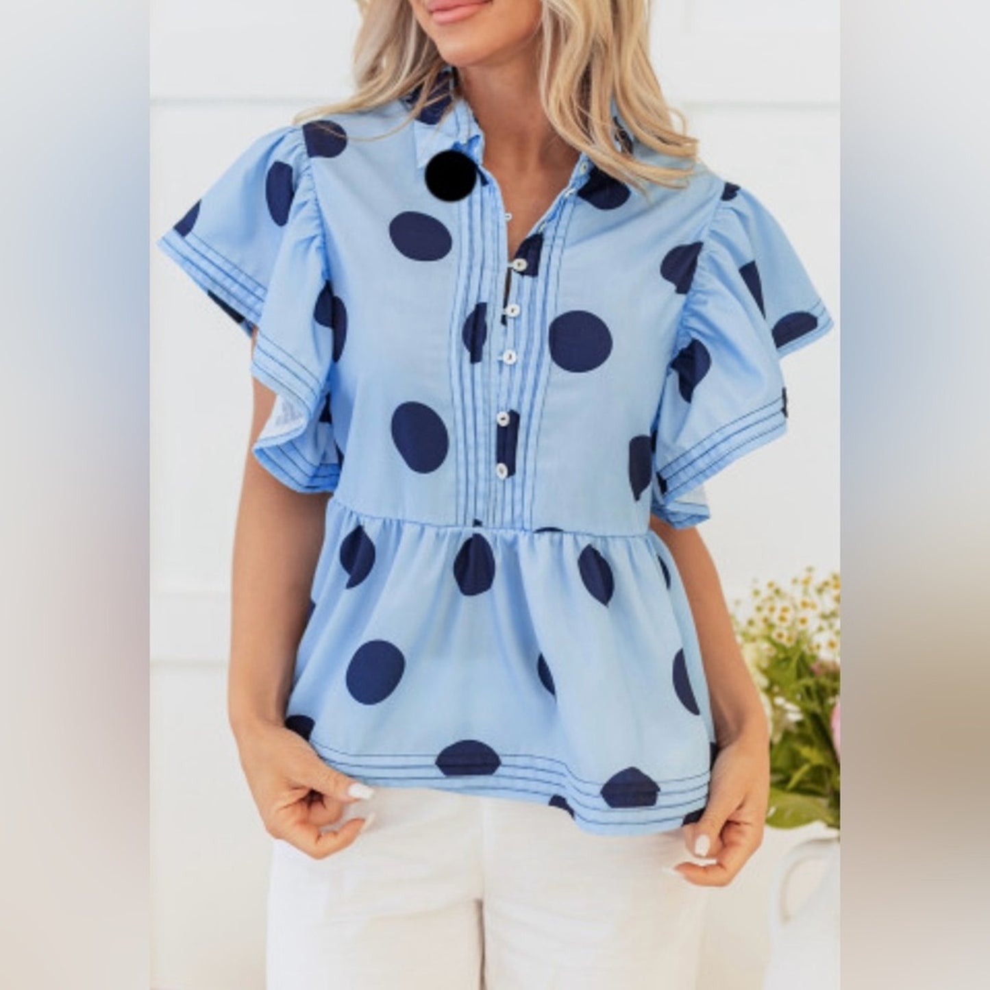 Hollie polka dot ruffled peplum top