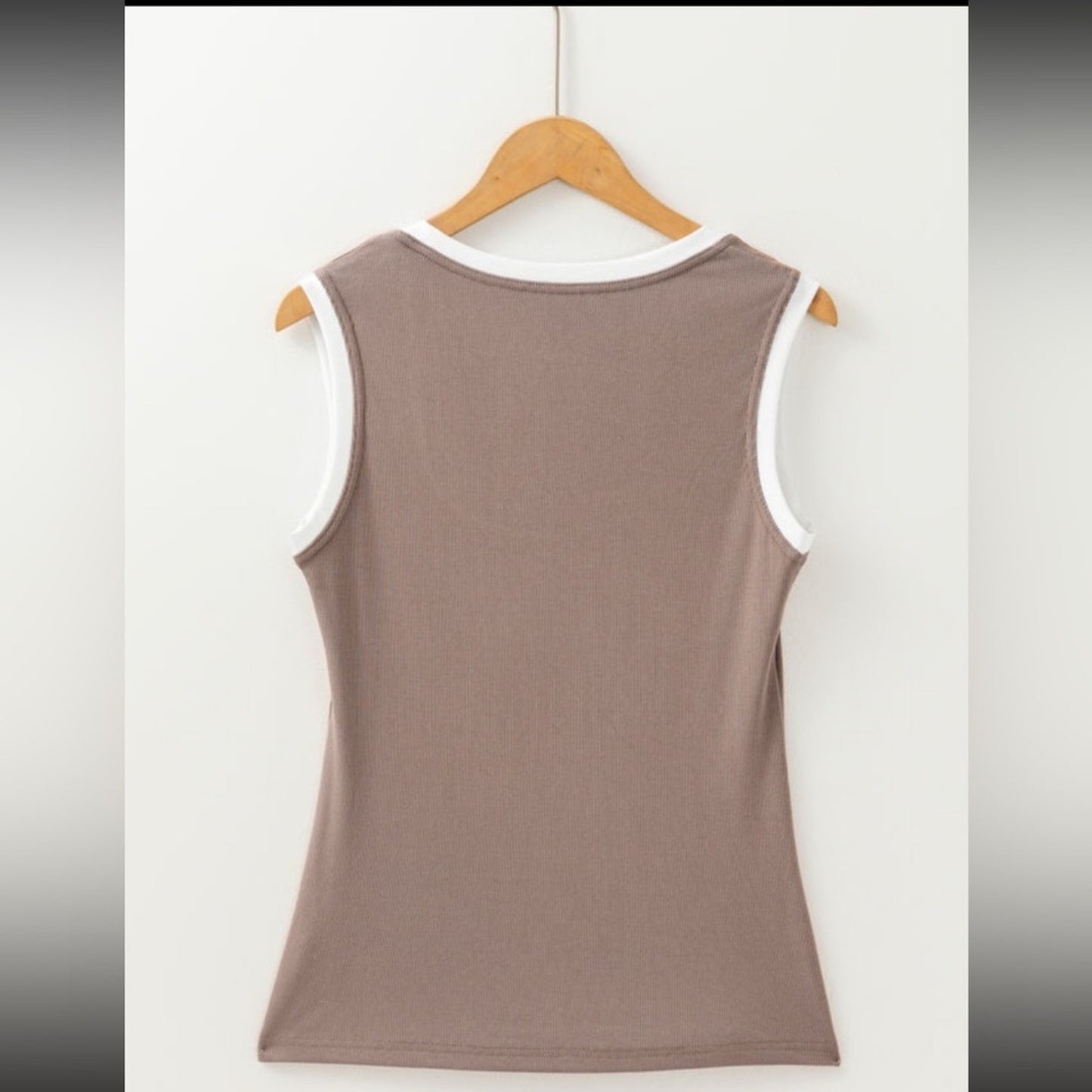 Kylie - Contrast Tan Tank Top