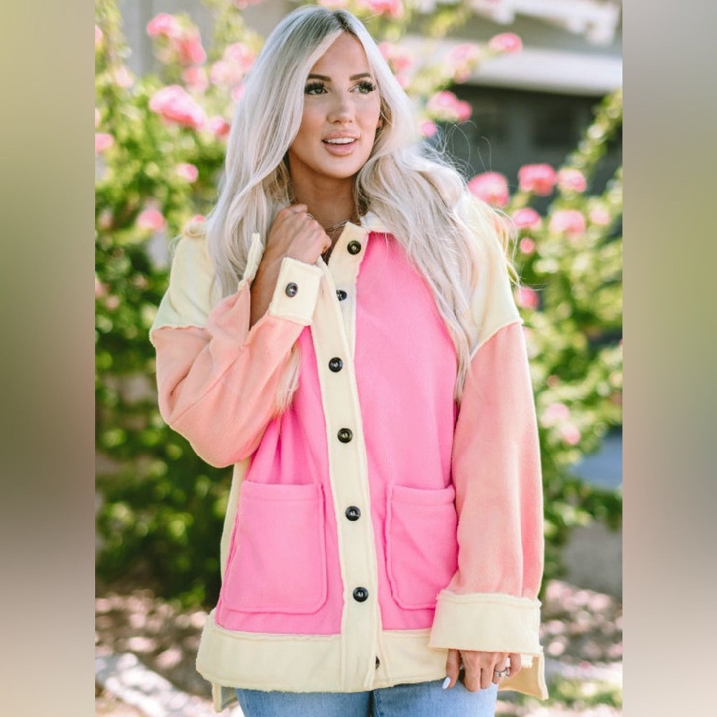 Autumn patchwork fleece shacket