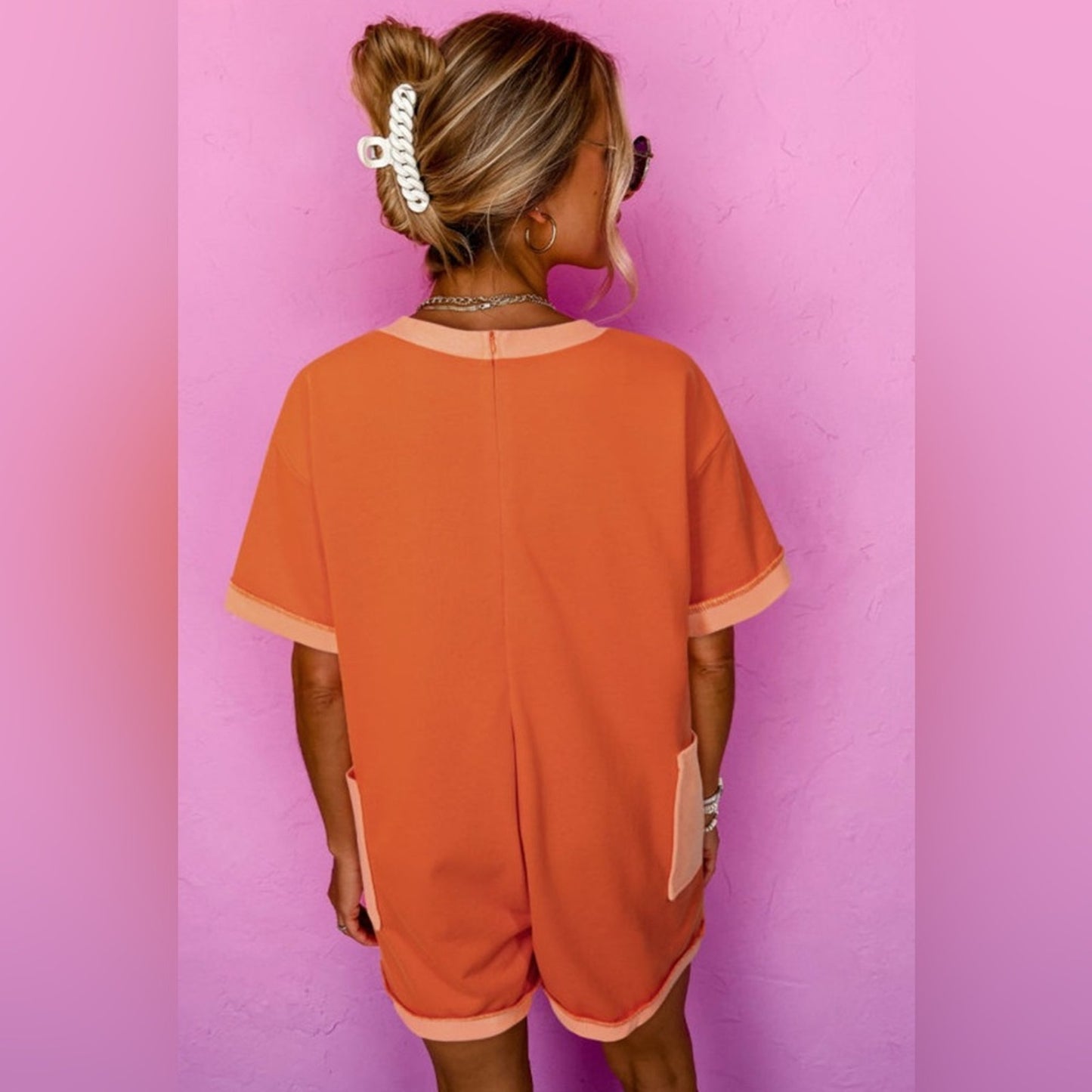Finn- V-Neck Orange Romper
