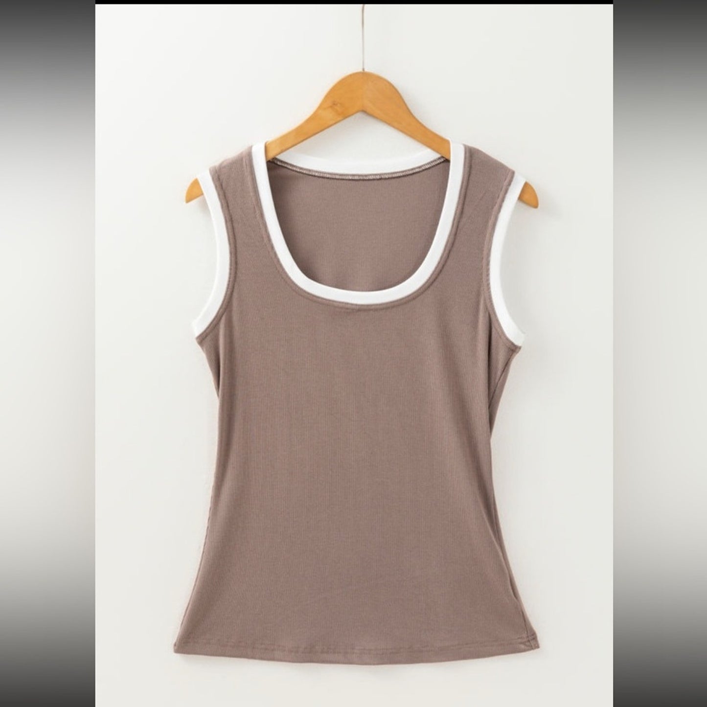 Kylie - Contrast Tan Tank Top