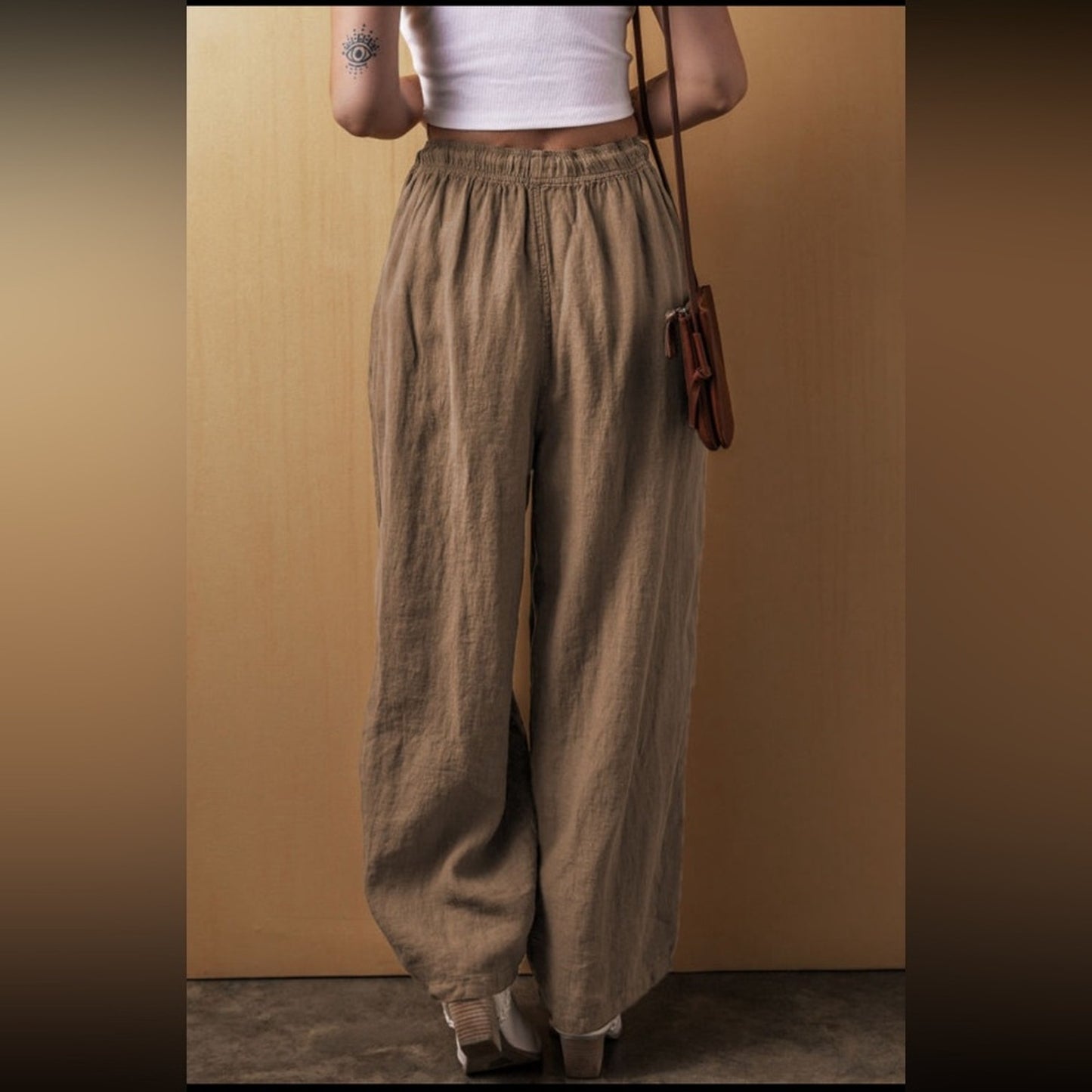 Tara desert palm cotton linen drawstring pants