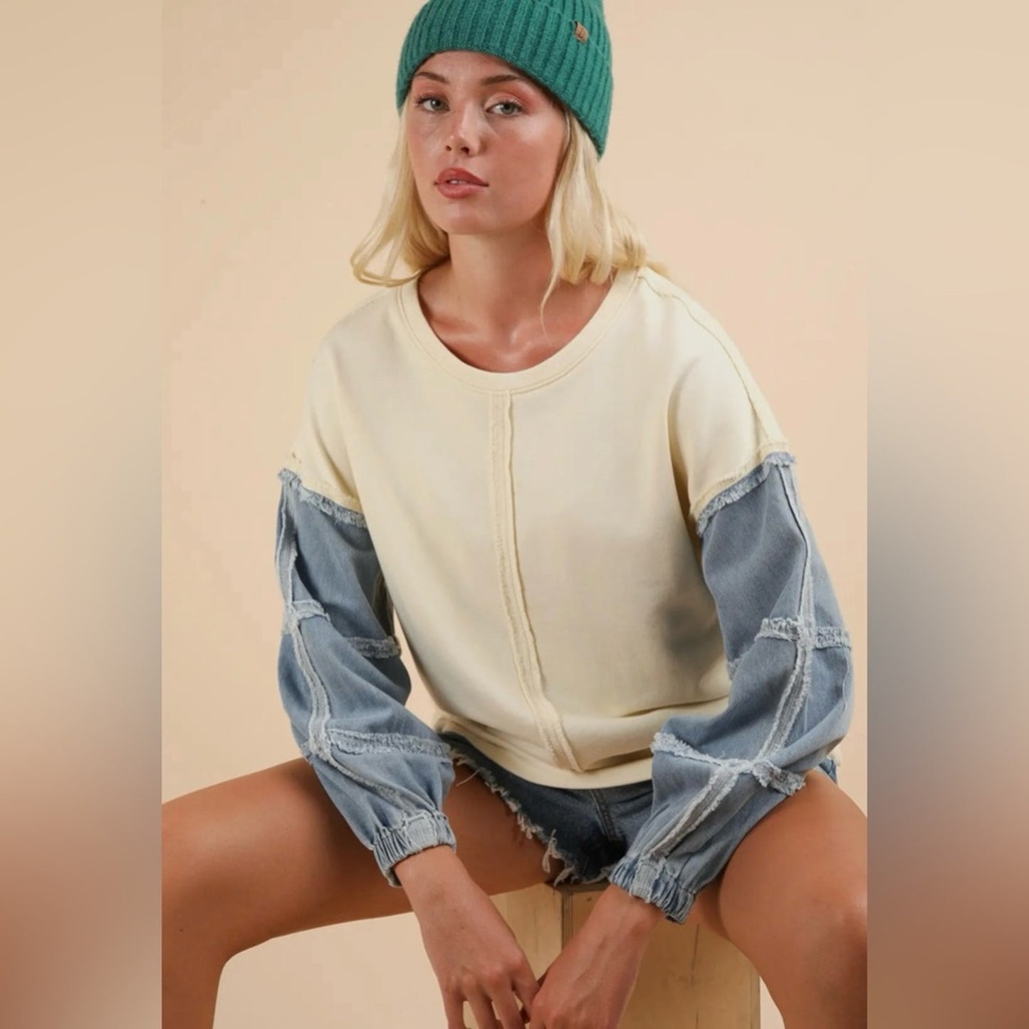 Daisy denim oversized sweatshirt