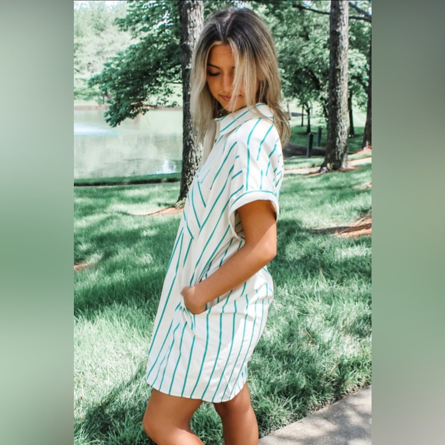 Jacie- Striped Button-Up Dress
