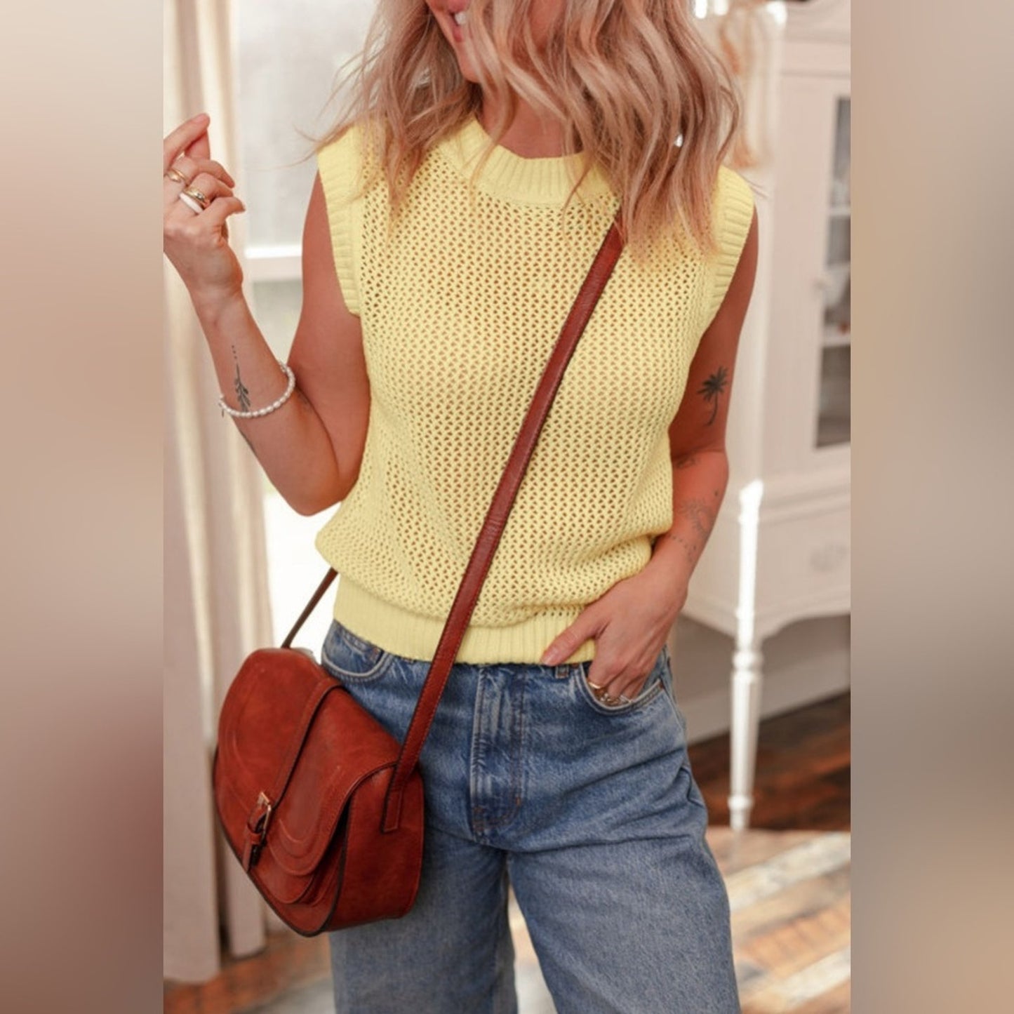 Delilah hollow knit sweater vest