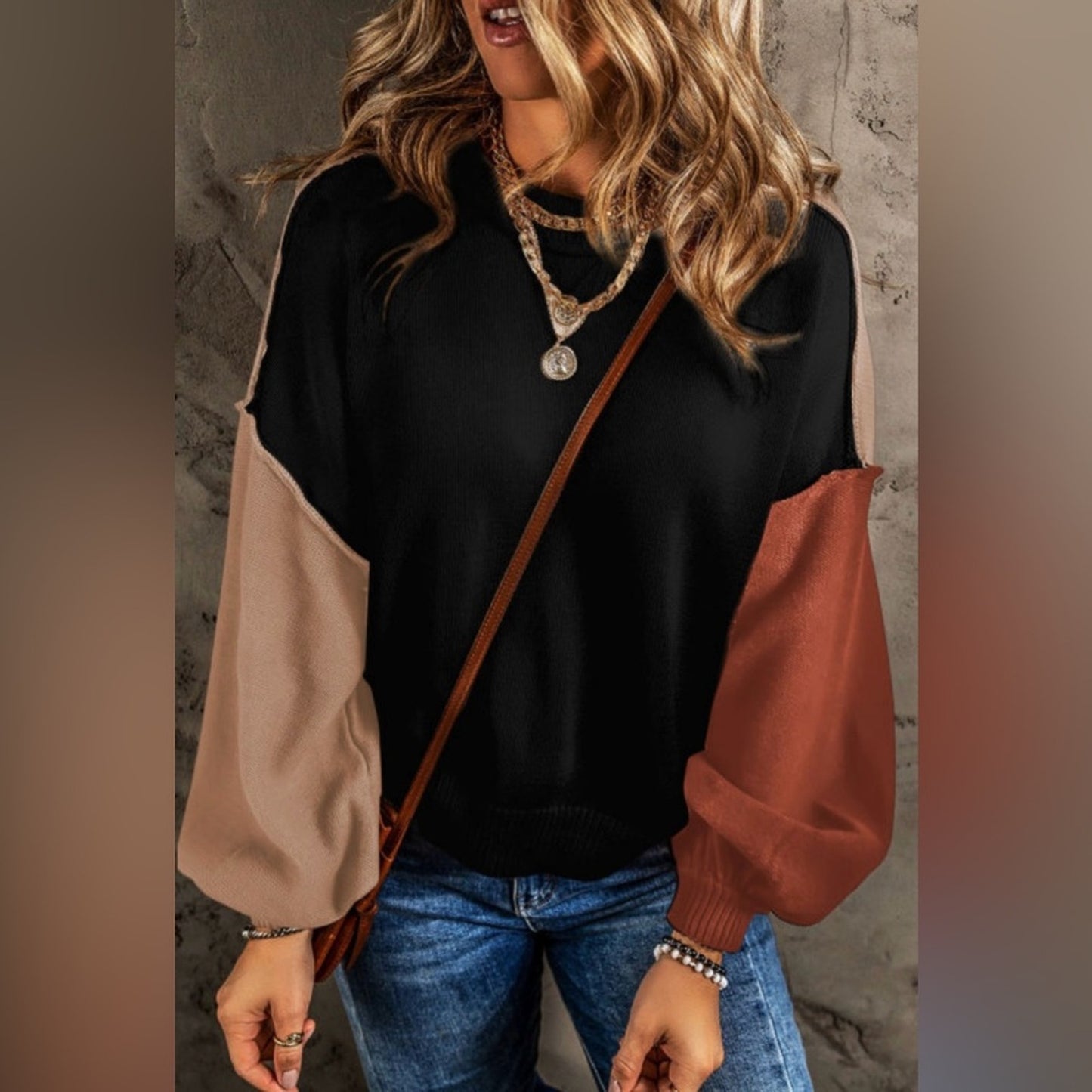 Arden colorblock ribbed sweater