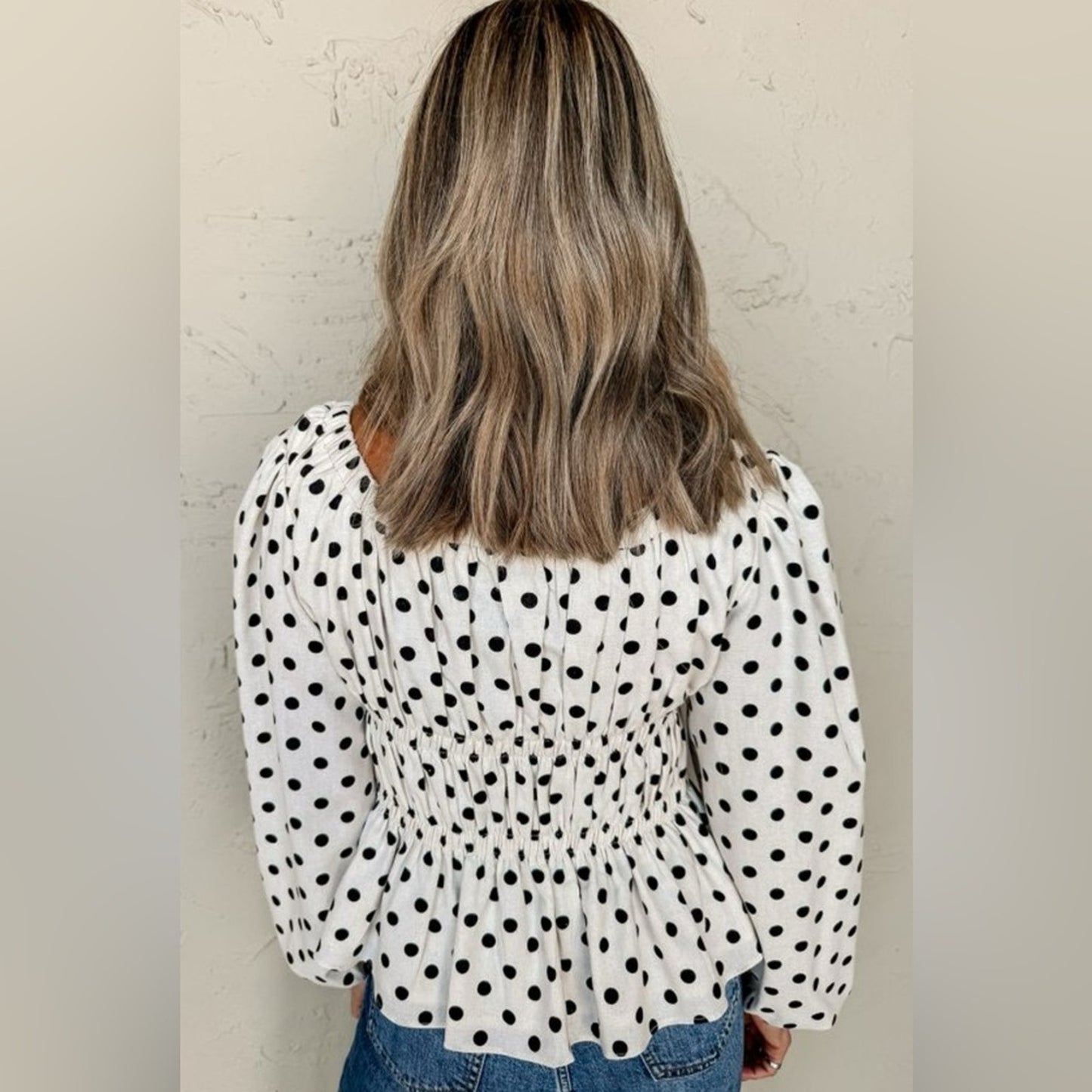 Daisy polka dot peplum top