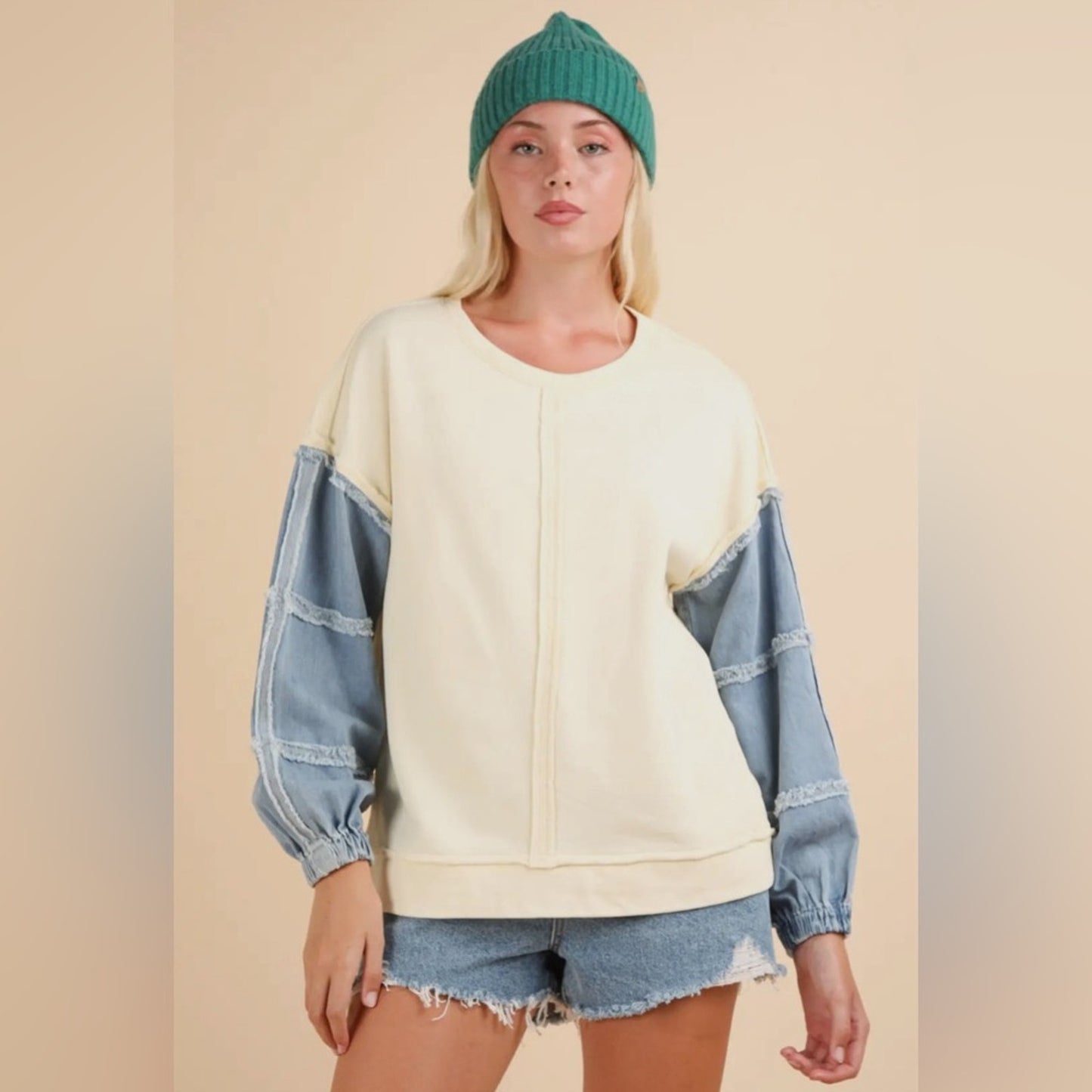 Daisy denim oversized sweatshirt