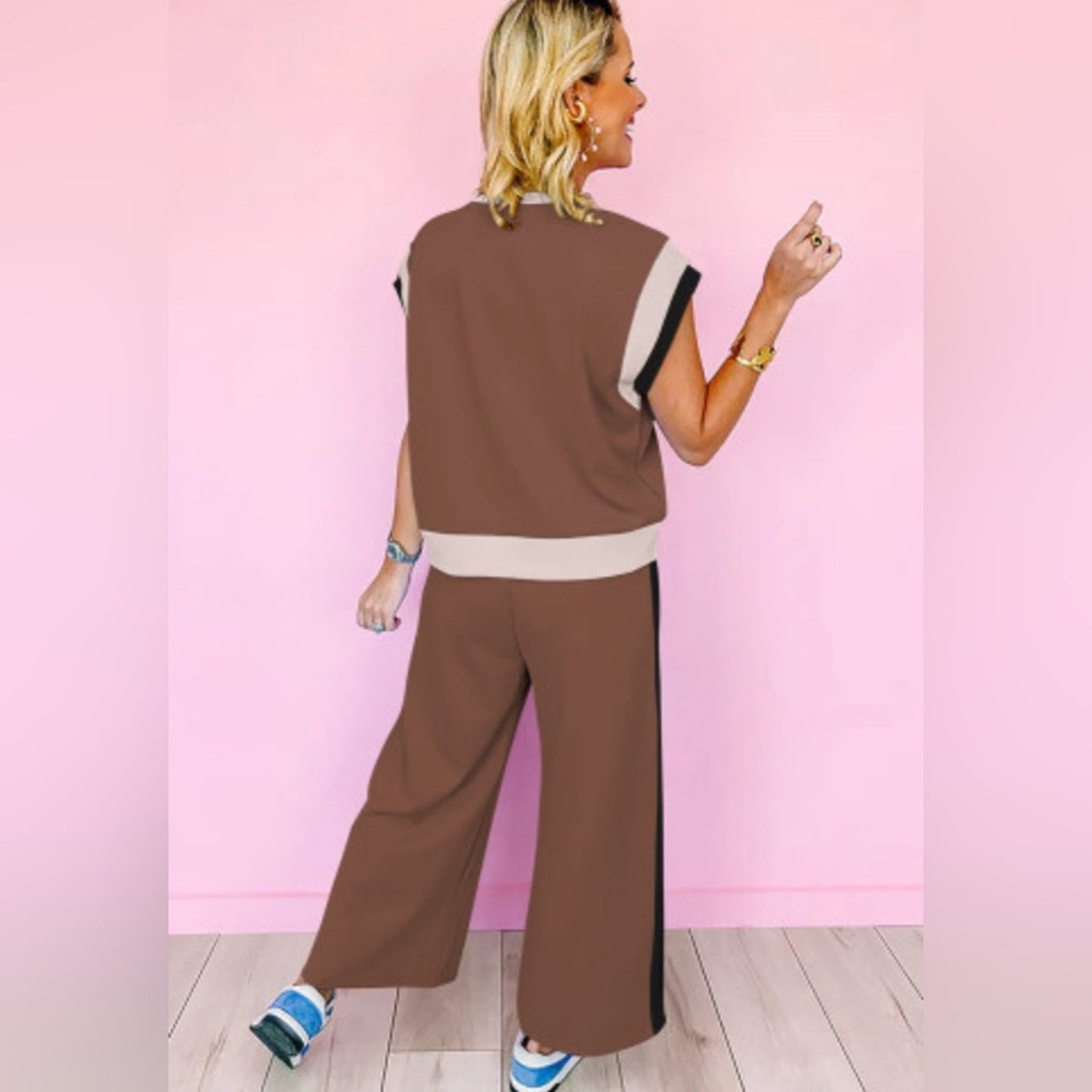Willow colorblock two piece lounge pant set