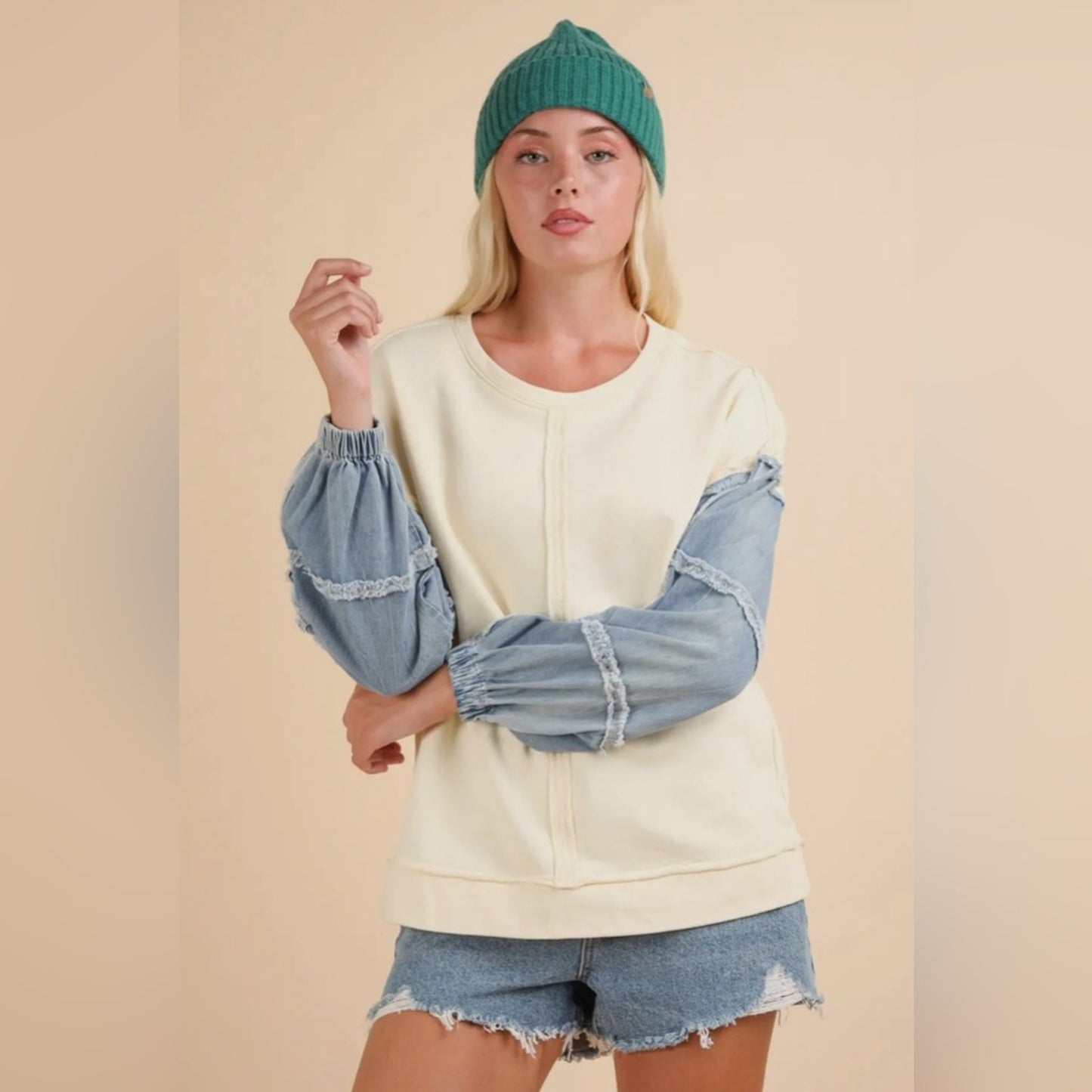 Daisy denim oversized sweatshirt
