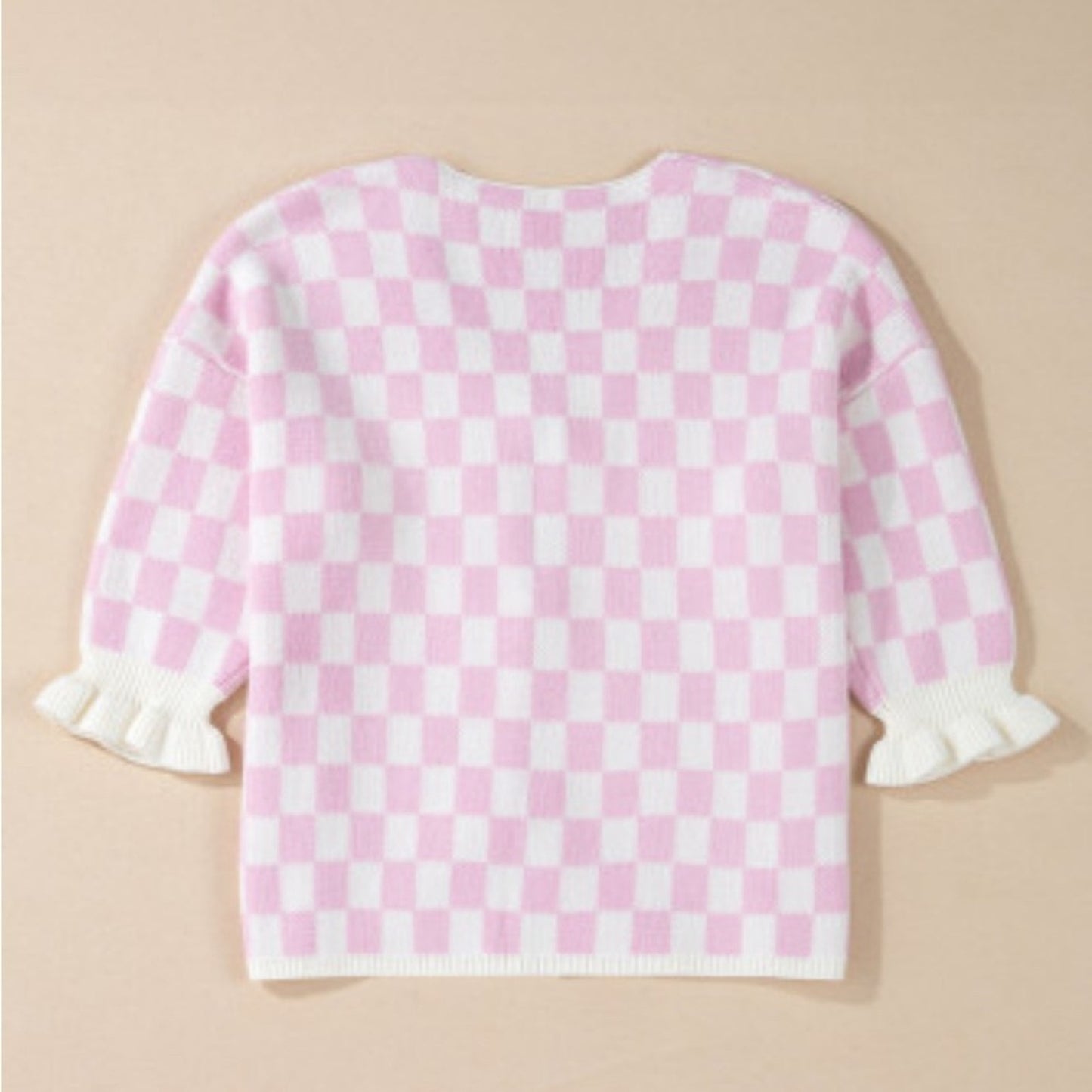 Macie checkered bow cardigan