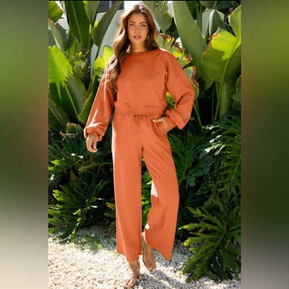 Ashtyn- Drop Shoulder Pullover / Wide Leg Pant Set
