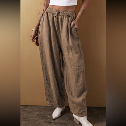 Tara desert palm cotton linen drawstring pants