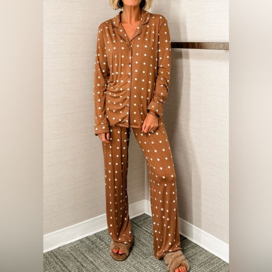 Autumn -Brown Polka Dot Pajamas