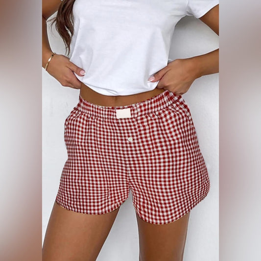 Gia - Red Plaid Gingham Women's Shorts