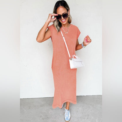 Coral - Mineral Wash Maxi Dress