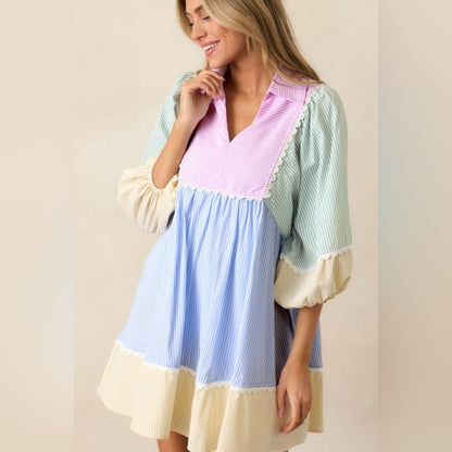 Cally - Multicolor Ric Rac Dress