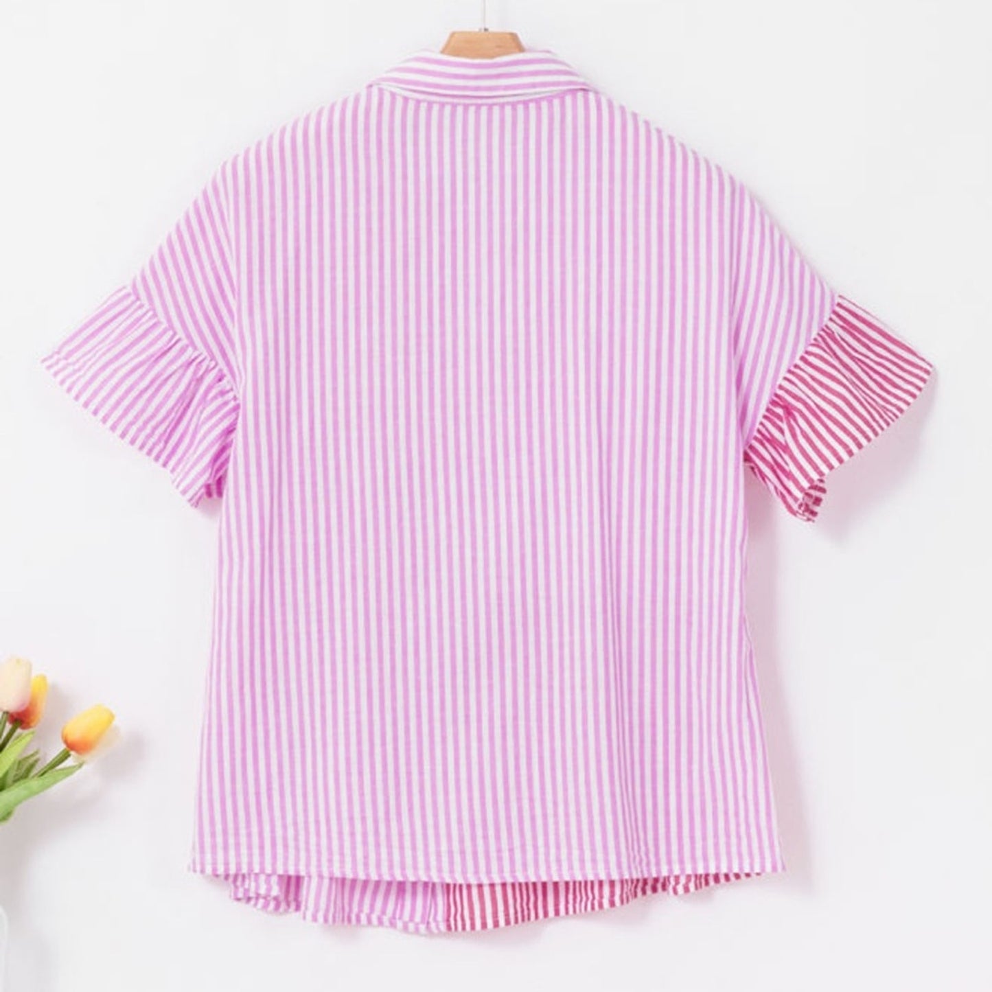 Poppy - Striped Pink and Red Button Down Shirt