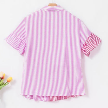 Poppy - Striped Pink and Red Button Down Shirt