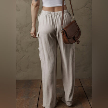 Maeve boho linen drawstring cargo pants