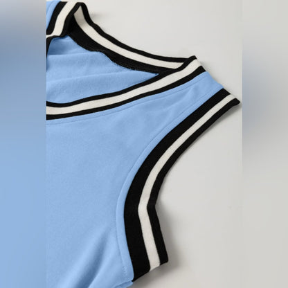 Eden- Sleeveless Blue V-Neck Dress