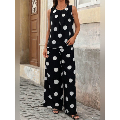 Polka Dot Wide-Leg Set - Black & White Set