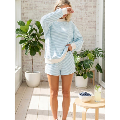 Skyler : Seafoam Blue & White Striped Loungewear Set