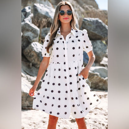 Penni- Polka Dot Puff Sleeve Dress