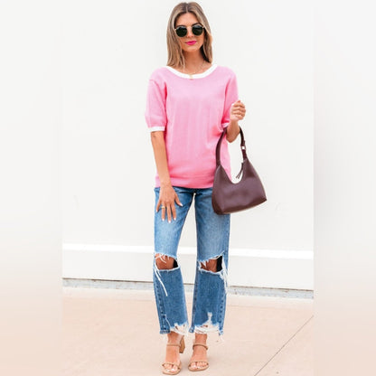 Kay- Colorblock Bow V-Shape Cut Back