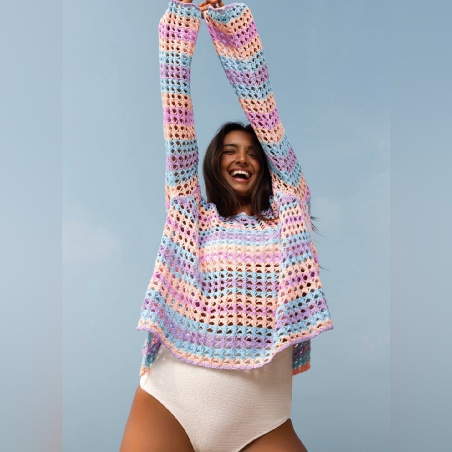 Brandi- purple multi stripe cover up