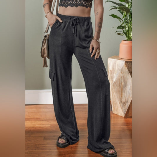 Hannah carbon grey cargo pants draw string sweatpants