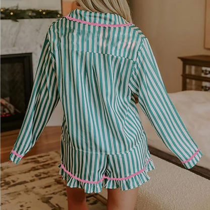 Lola- Striped Green and Pink Women's Pajamas