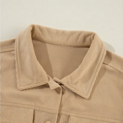 Jolie ruffle pocket button up shacket